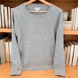 J.Crew Teddie Crewneck Pullover Cotton Merino Wool Blend Gray Sweater Medium